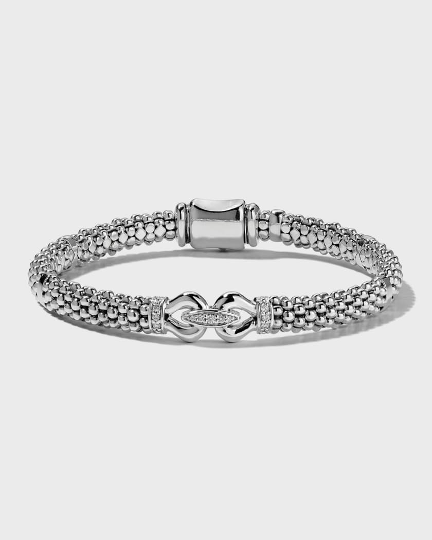 6mm Sterling Silver Diamond Derby Bracelet 7