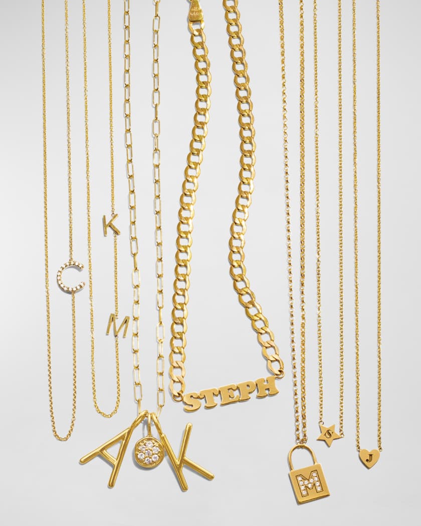 Mini 2-Letter Personalized Necklace, 14k Yellow Gold