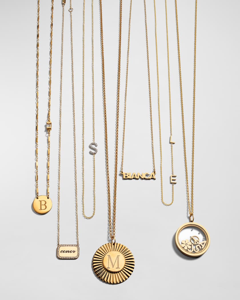 Mini 2-Letter Personalized Necklace, 14k Yellow Gold