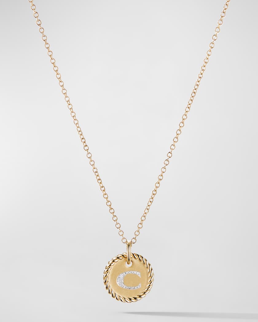 David yurman cable collectibles initial pendant with diamonds in gold on chain discount