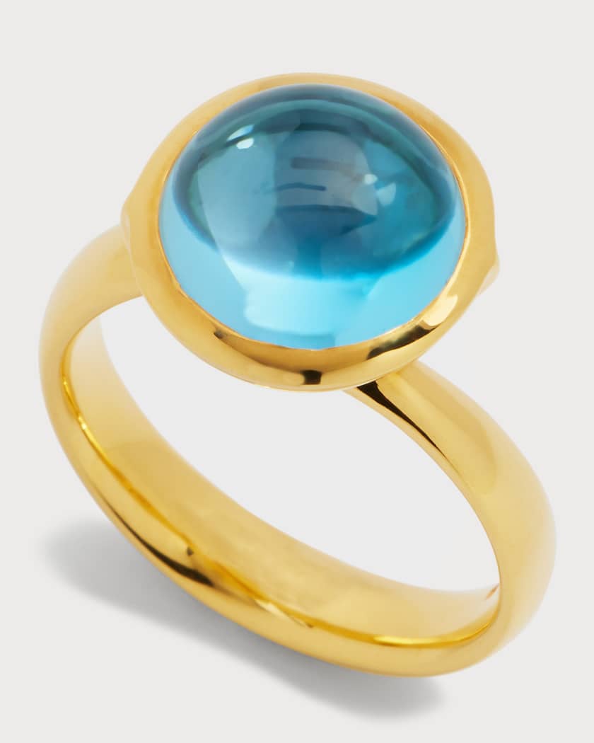 Blue topaz cabochon ring top