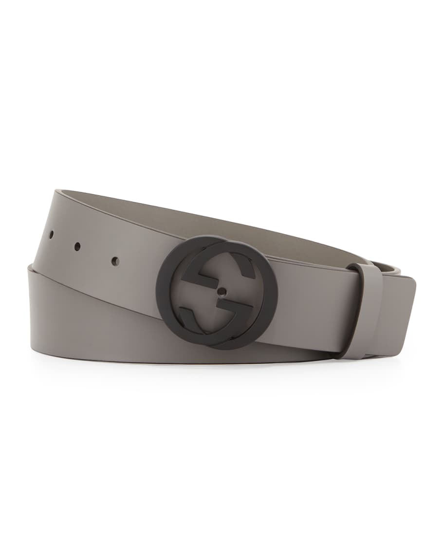 Gucci Leather Belt with Interlocking G Buckle Neiman Marcus