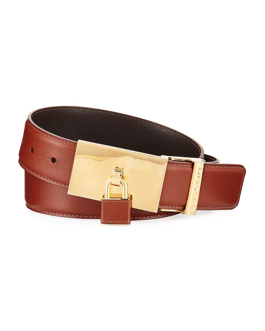 Buscemi Padlock Buckle Leather Belt Neiman Marcus