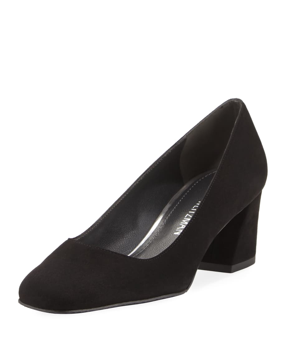 Stuart Weitzman Marymid Suede Mid Heel Pump Neiman Marcus