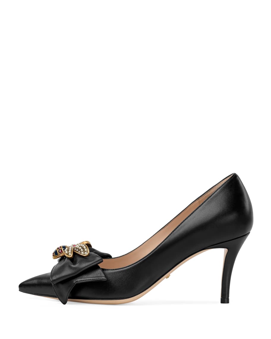 Gucci 75mm Queen Margaret Leather Pump Neiman Marcus