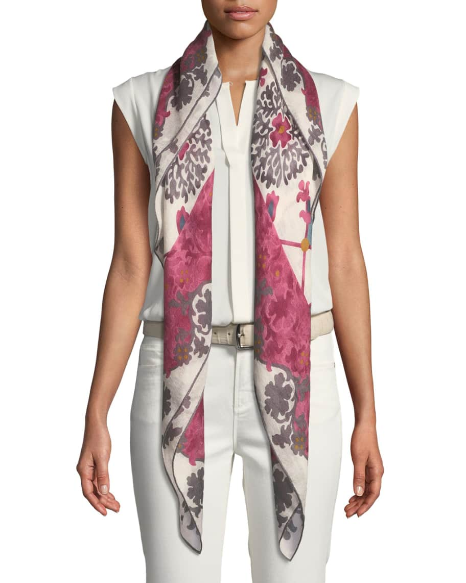 Amalfi - Slim Silk Scarf - Blue