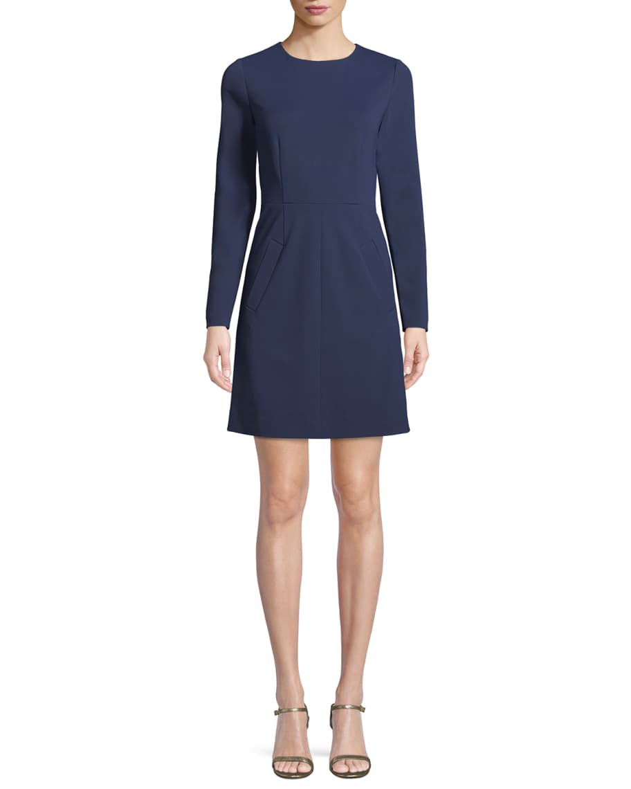 Diane von Furstenberg New Capreena Long-Sleeve Jersey A-line Dress ...