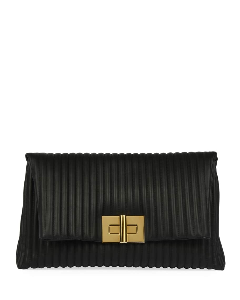 TOM FORD Quilted Leather Turn-Lock Clutch Bag | Neiman Marcus