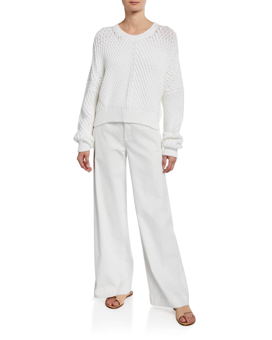 Vince Directional Rib Pullover Boxy-Fit Sweater | Neiman Marcus