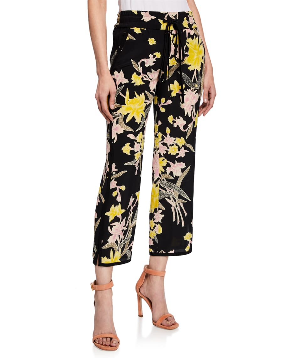 Diane von Furstenberg Lulu Cropped Floral-Print Silk Pants | Neiman Marcus