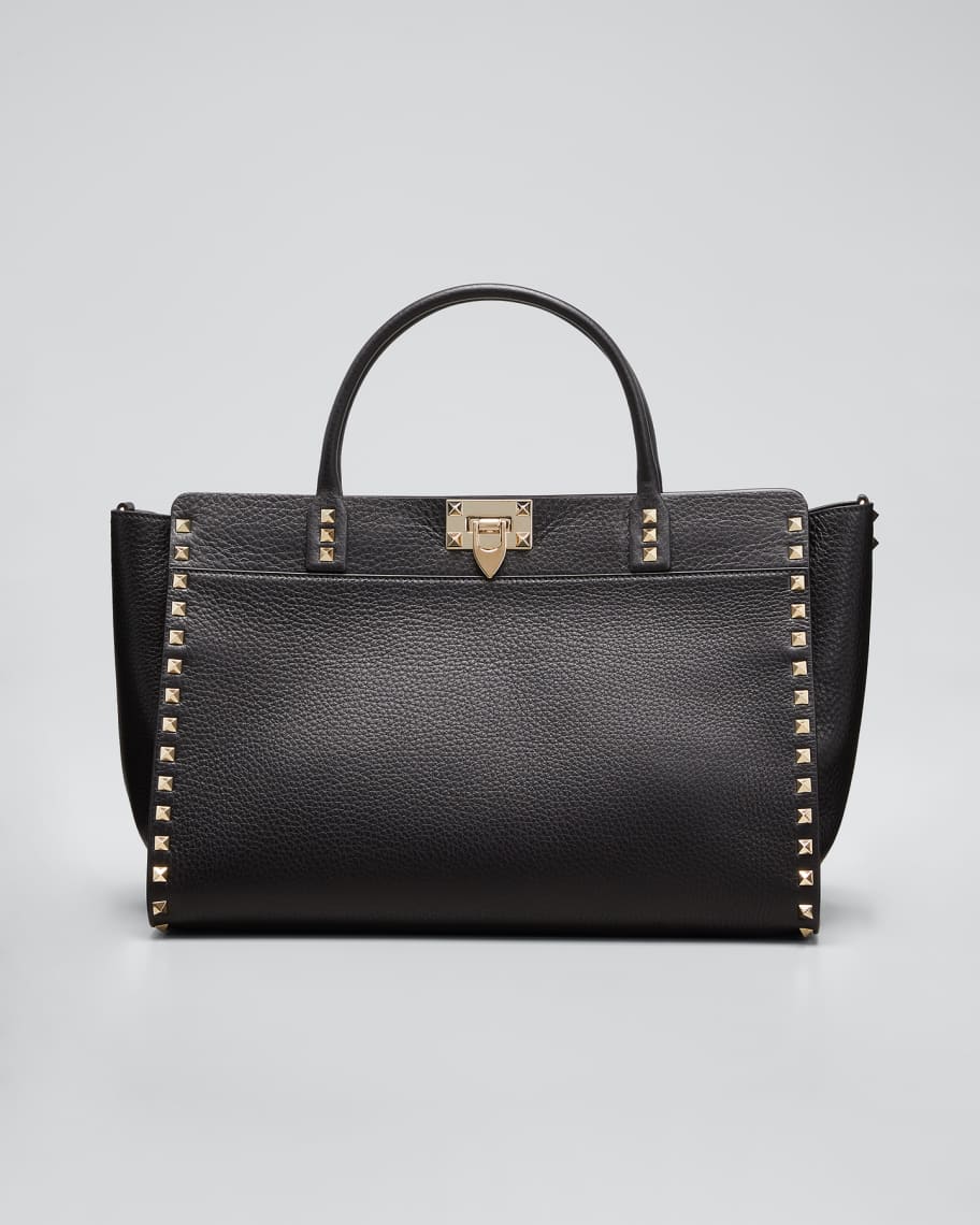 Valentino Garavani Large Rockstud Leather Top-Handle Bag | Neiman Marcus
