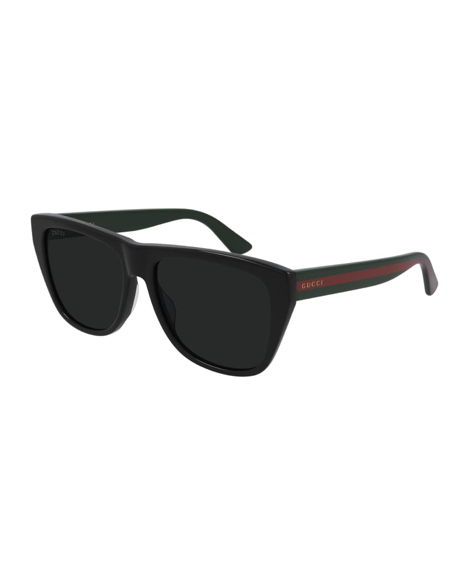 Gucci Men's Rounded  Acetate Sunglasses Neiman Marcus