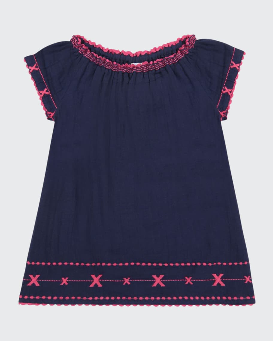 Mer St Barth Girl's Hadley Embroidered Off-the-Shoulder Dress, Size 2 ...