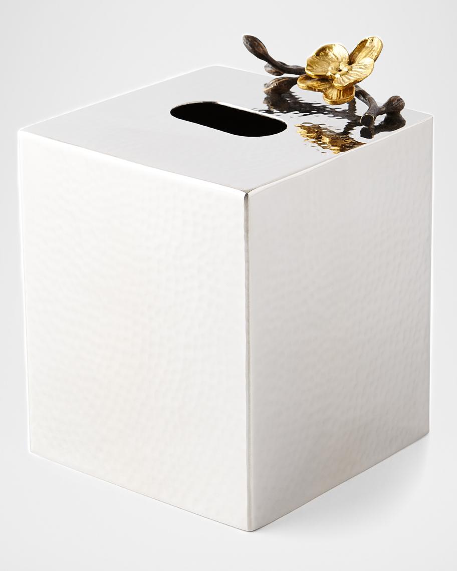 Gold Orchid Tissue Box Cover