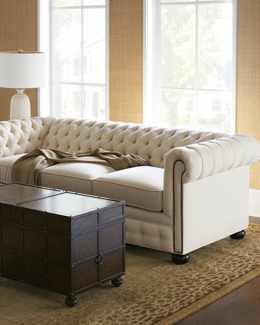 Old Hickory Tannery Ellery Chesterfield Queen Sleeper Sofa 86" Neiman