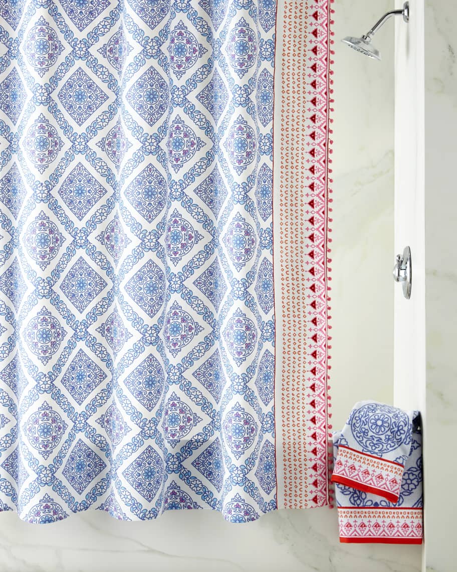John Robshaw Mitta Periwinkle Shower Curtain Neiman Marcus