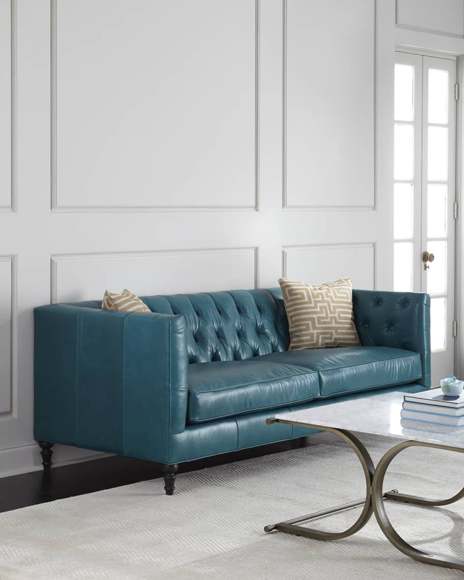 Alexandria Tufted Leather Sofa Neiman Marcus