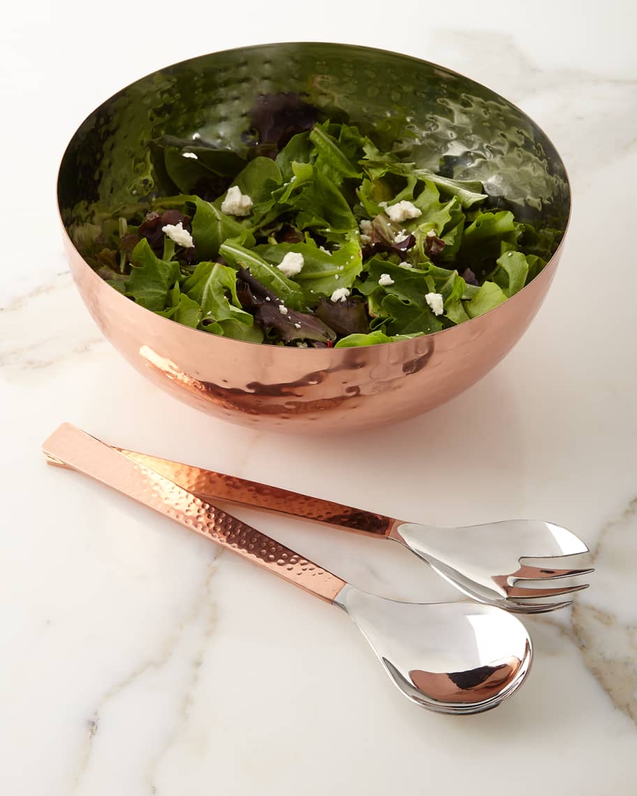 Godinger Copper Salad Bowl with Servers Neiman Marcus