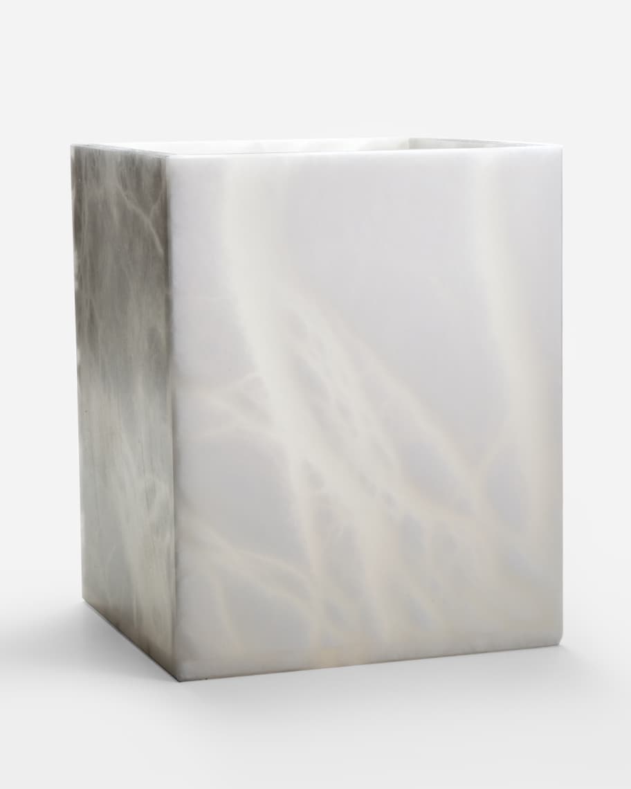 Labrazel Alisa Alabaster Wastebasket, White Neiman Marcus