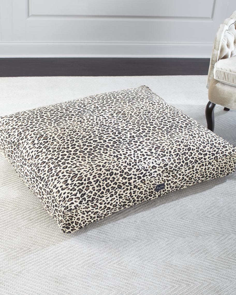 Harry Barker Large Leopard Cotton Canvas Dog Bed | Neiman Marcus