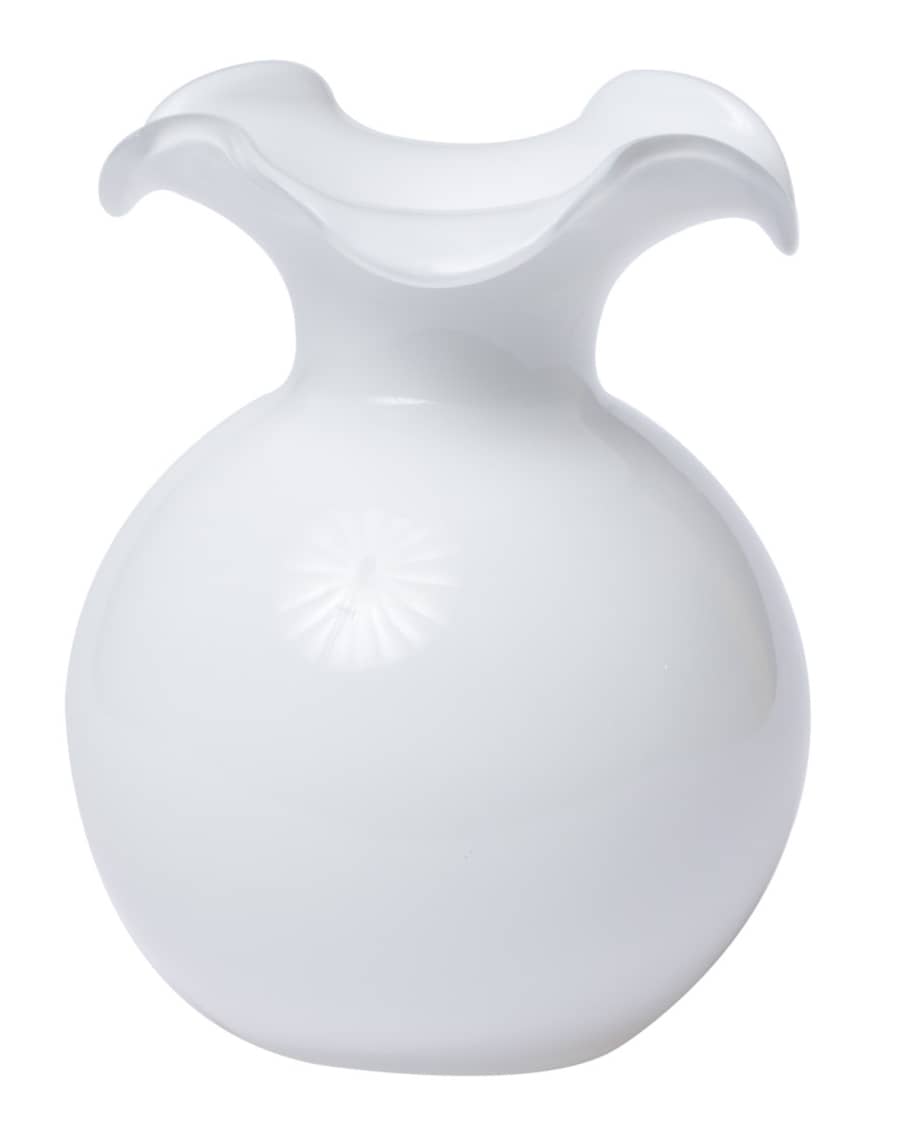 Vietri Hibiscus Glass Small Fluted Vase, White
