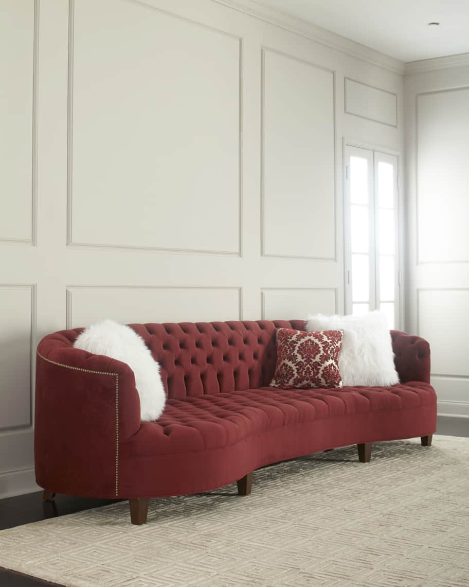 Berry velvet sofa