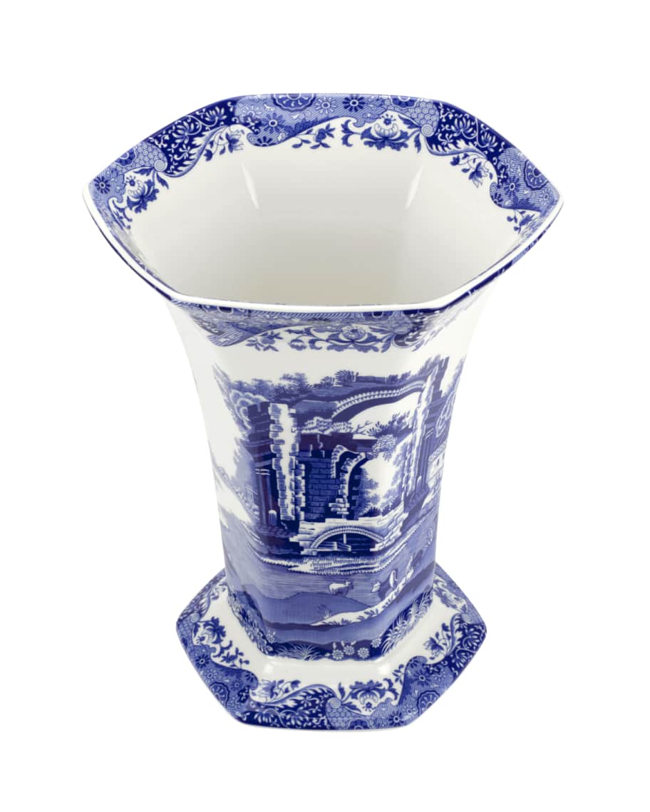 Spode Blue Italian Hexagonal Vase Neiman Marcus