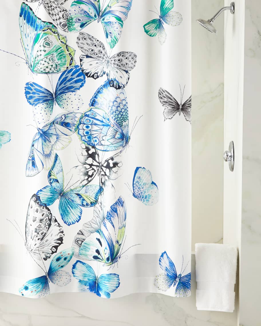 Designers Guild Papillons Cobalt Shower Curtain Neiman Marcus