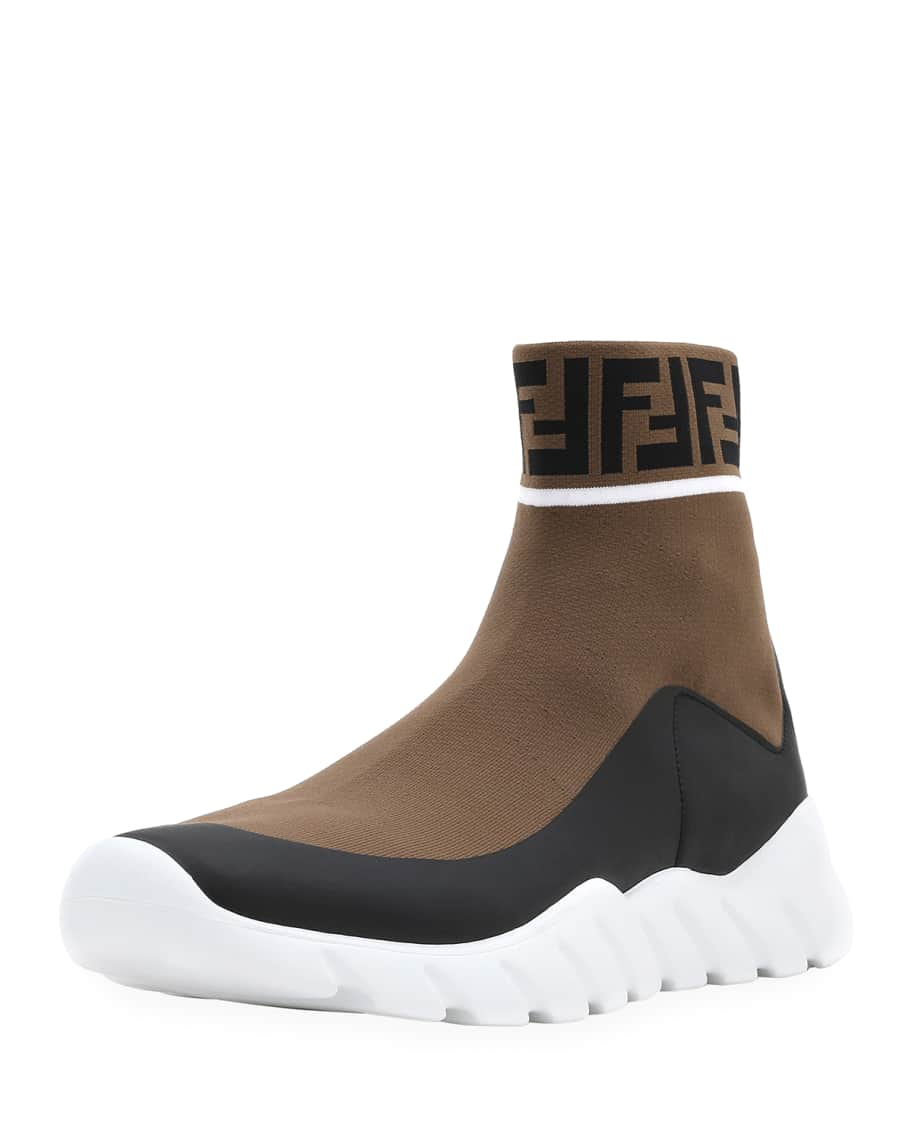 Fendi Men's Fendi Mania Reloaded FF Sock Sneakers | Neiman Marcus