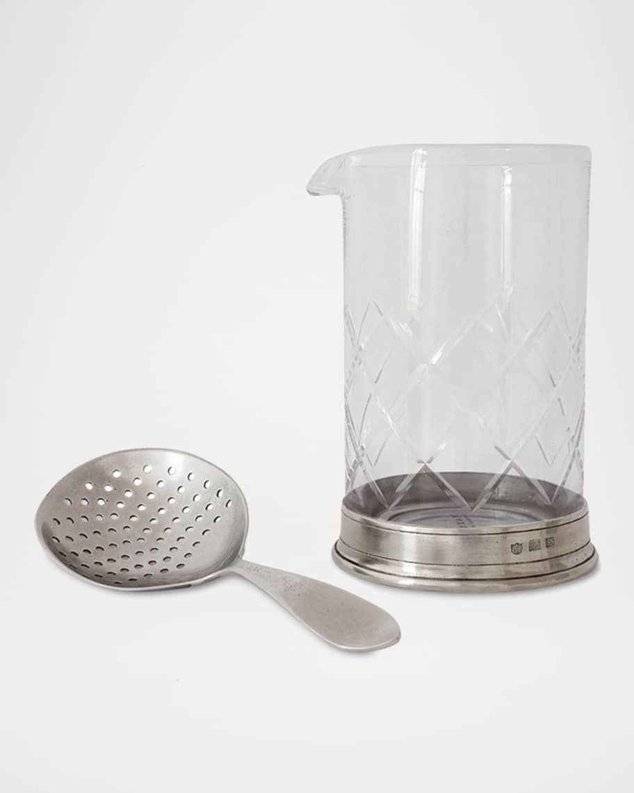 MATCH Pewter Mixing Glass and Cocktail Strainer Set