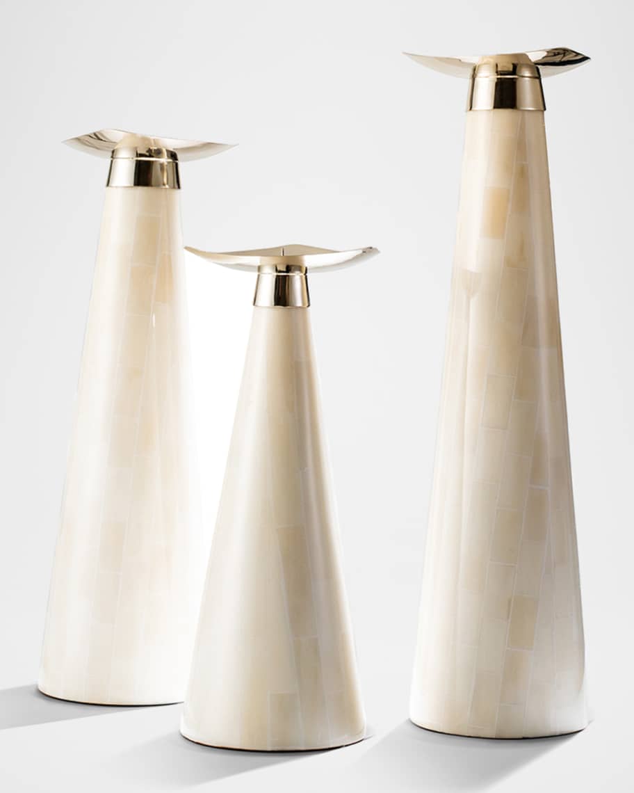 LADORADA Bone Candlestick Holder Trio Set