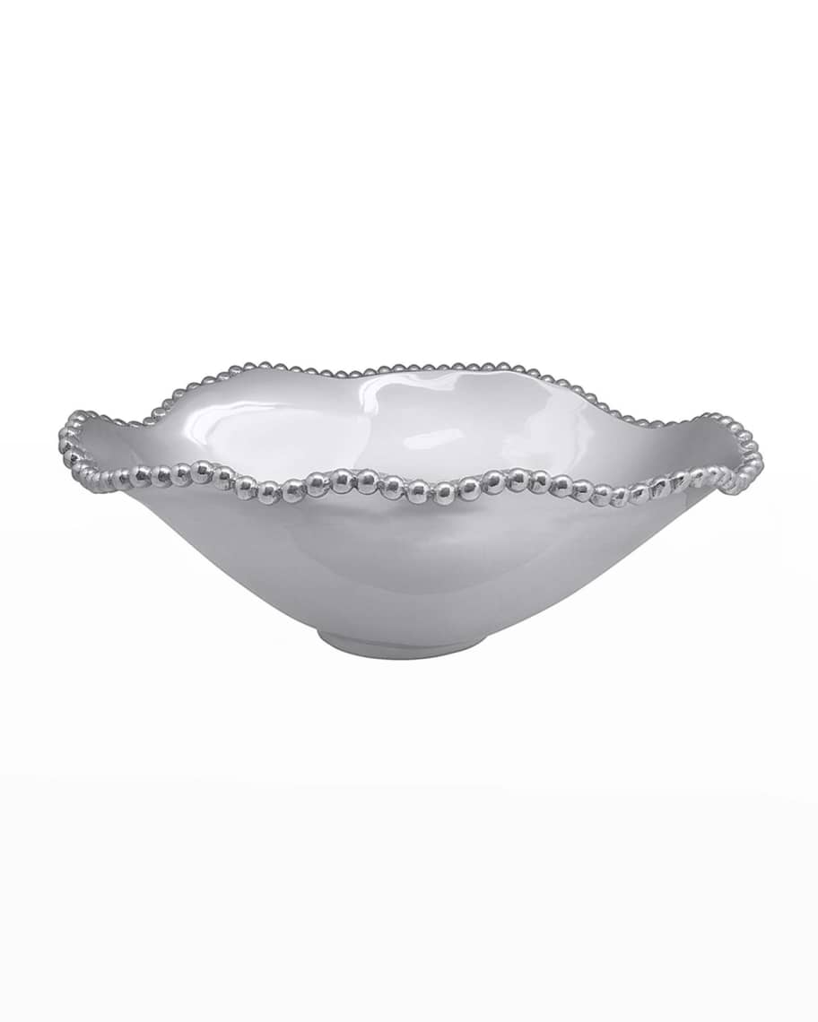 Mariposa Pearled Oval Wavy Serving Bowl