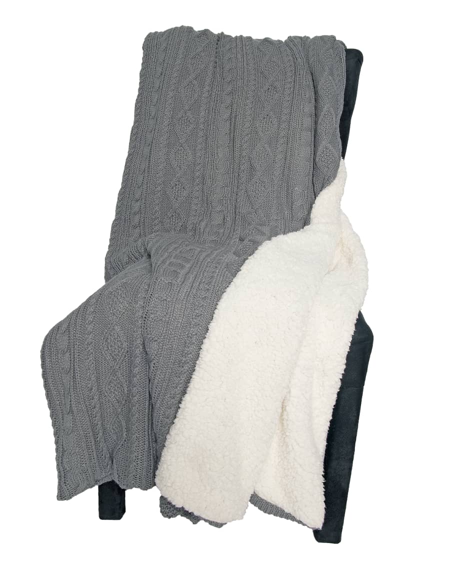 Knit Gray Sherpa Throw 60 x 70
