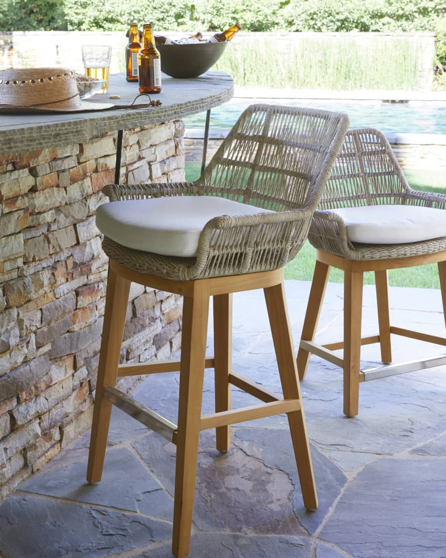 Swivel Bar Palecek Stools Palecek Surrey Coastal Beach White - Main Image