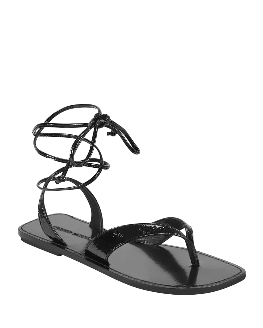 Sigerson Morrison Noah Flat Ankle-Tie Thong Sandals | Neiman Marcus
