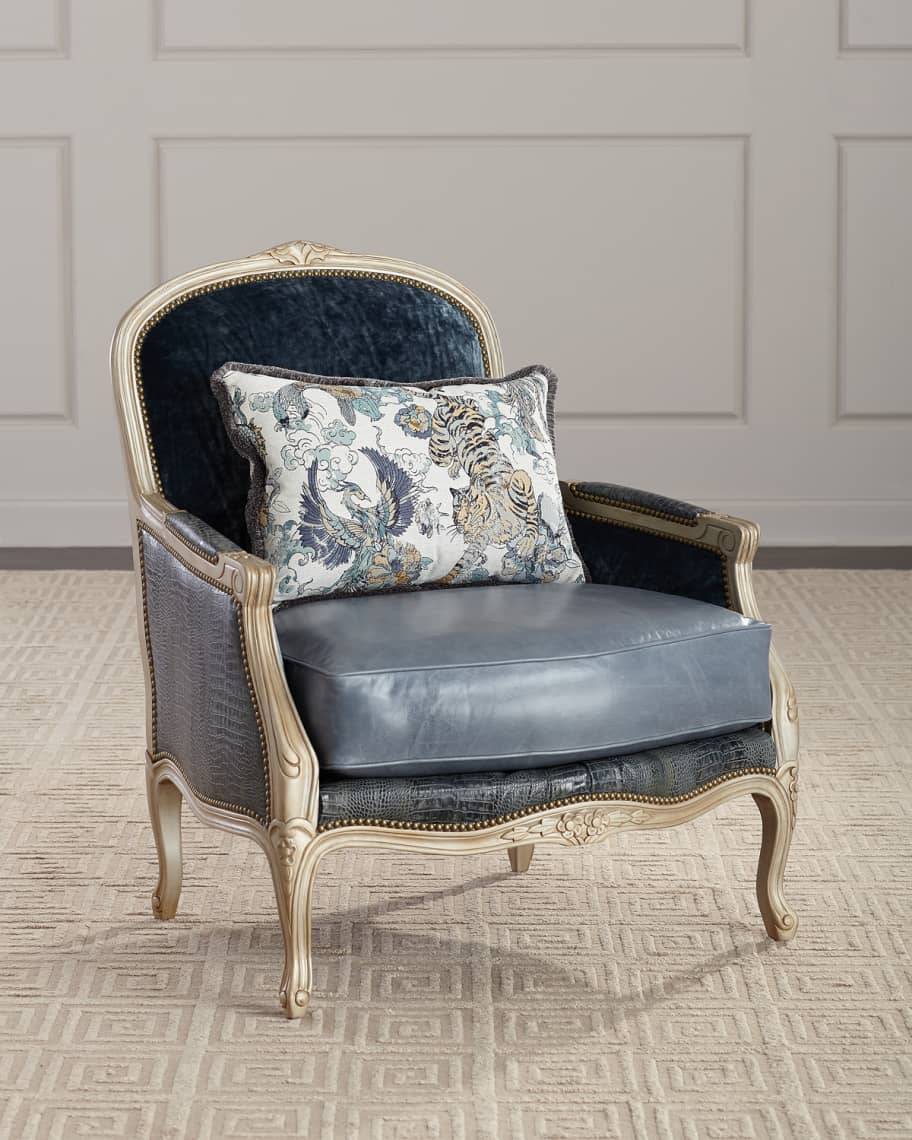 Massoud Larabee Leather Bergere Chair | Neiman Marcus