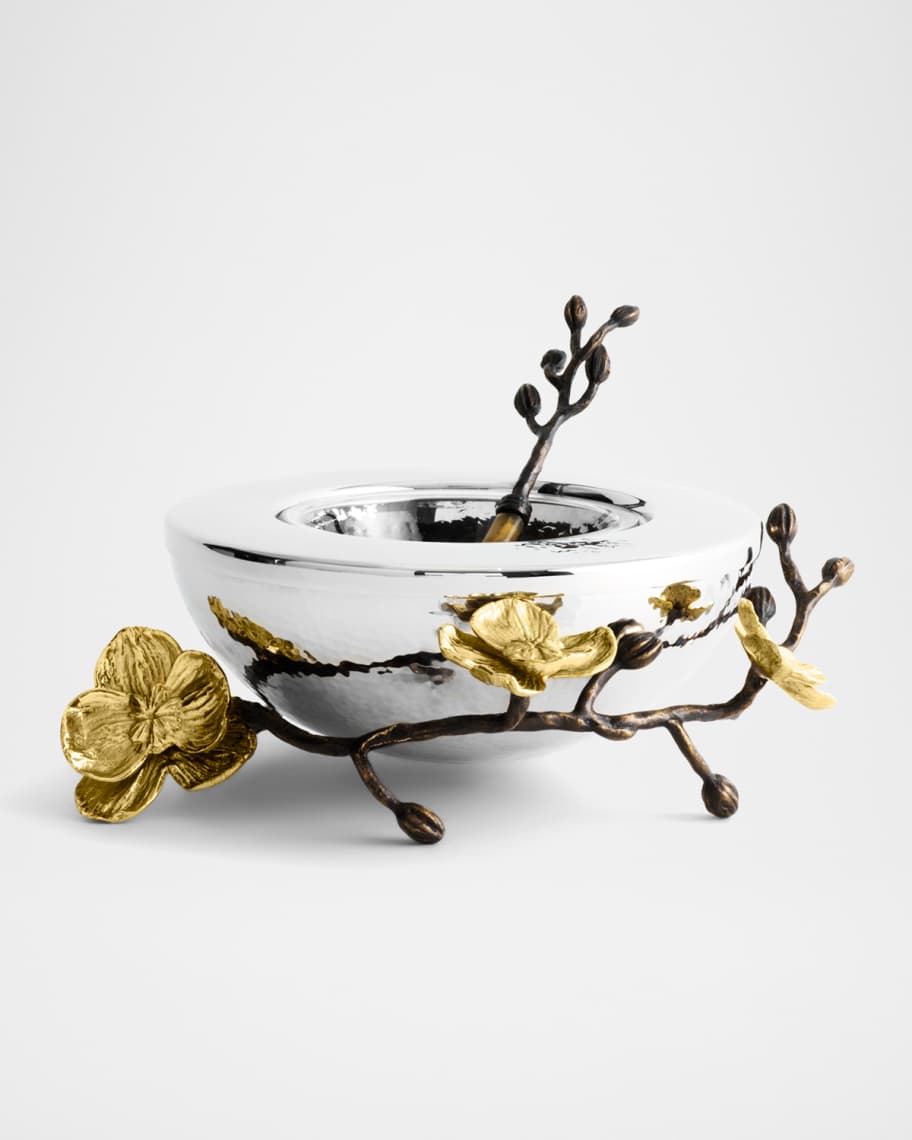 Michael Aram Gold Orchid Caviar Dish with Spoon | Neiman Marcus