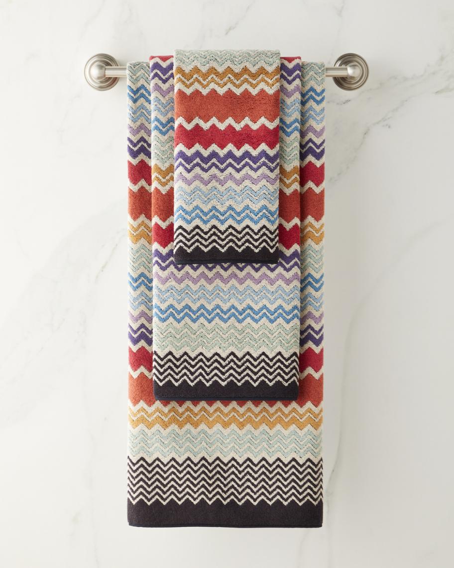 Serviette De Sport/fitness MISSONI Home « Rufus » - Coton Multicolore - Dimensions Environ 100x50 Cm - Neuve Avec Logo