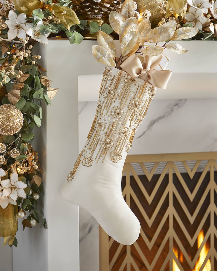 Neiman Marcus Gold Christmas Beaded Stocking | Neiman Marcus, image size:912x1140