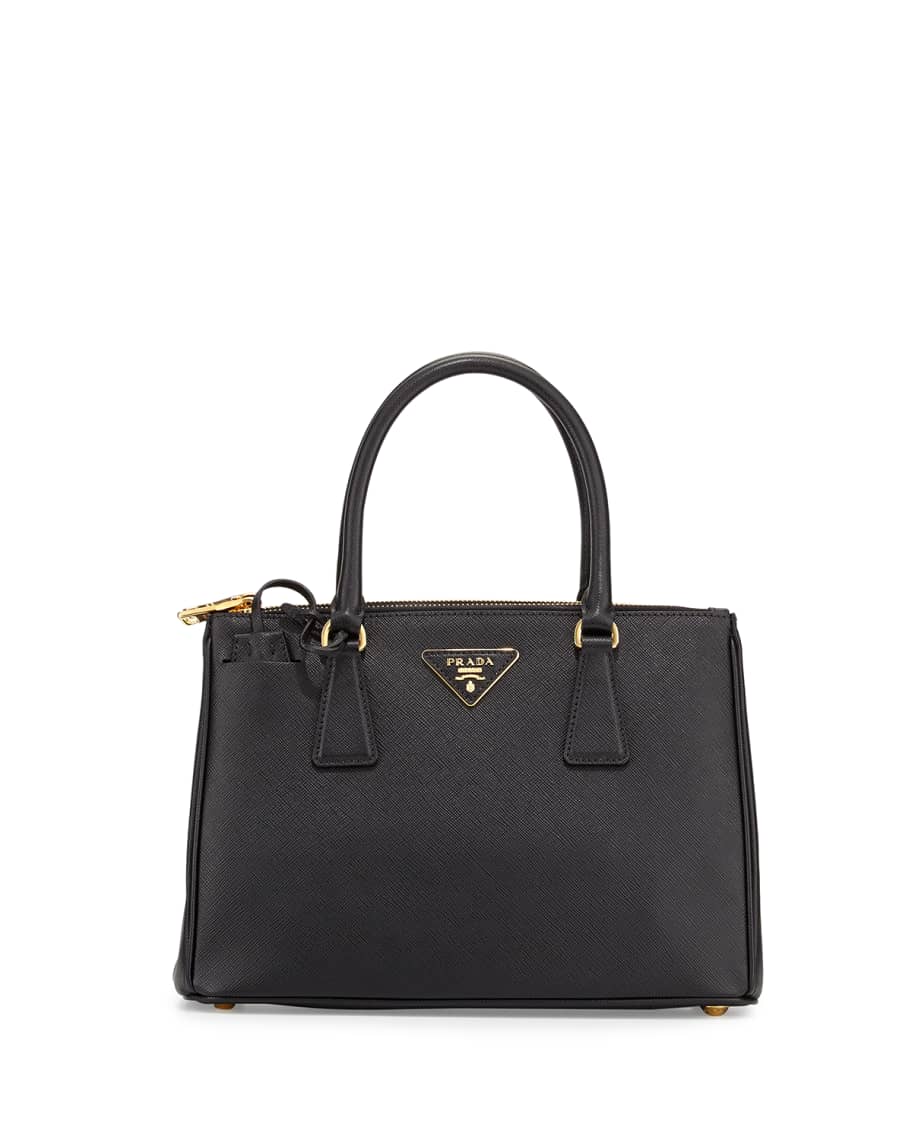 Prada Saffiano Small Lux Double-Zip Tote Bag, Black (Nero