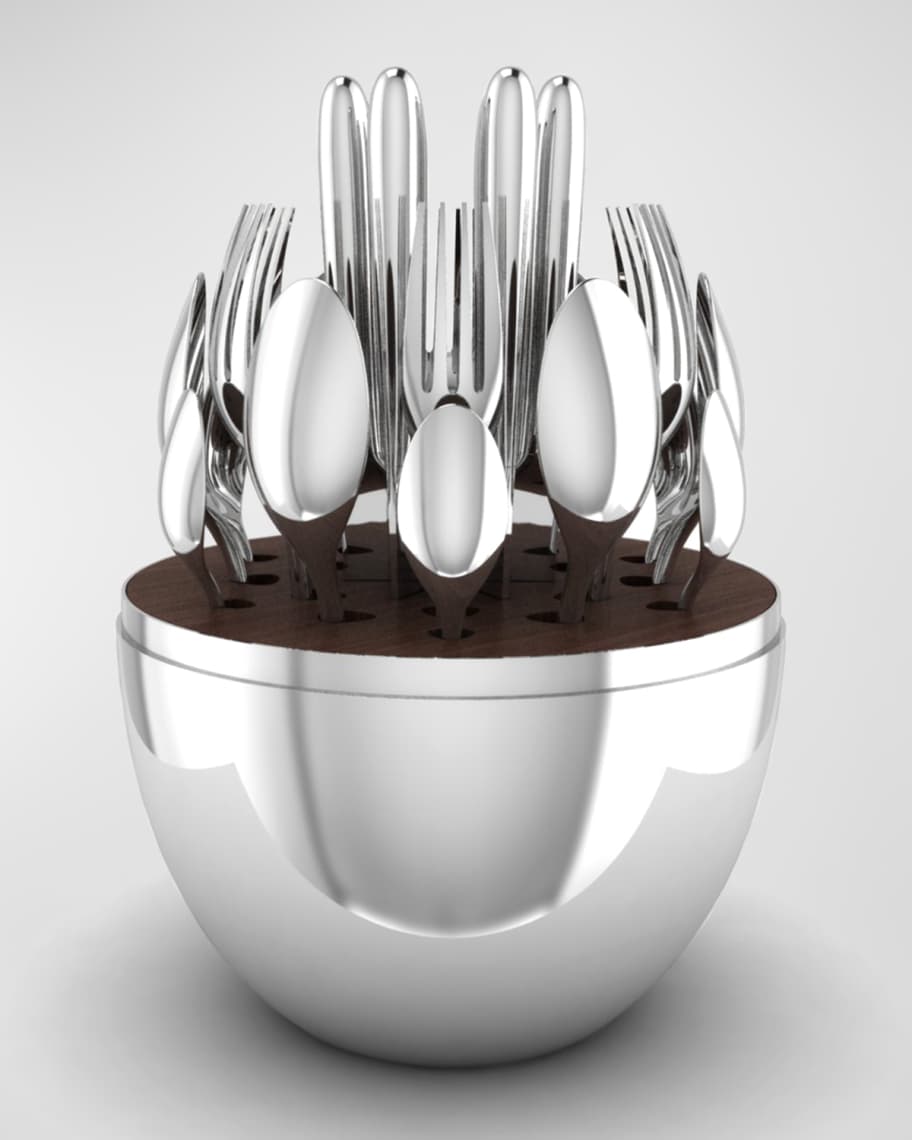 Christofle Mood Party 24-piece silverplated cutlery set in egg case without  tray