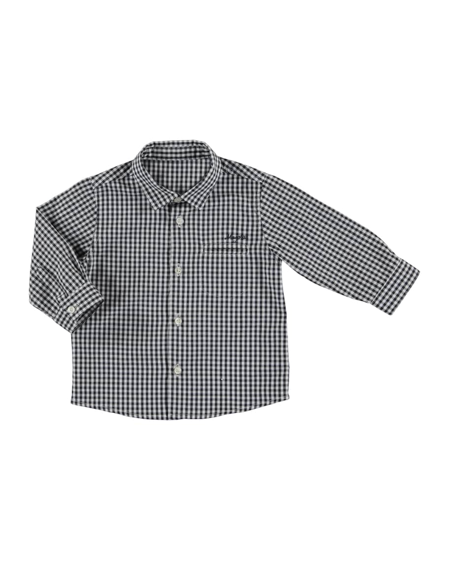 Mayoral Long-Sleeve Gingham Poplin Shirt, Size 3-24 Months | Neiman Marcus