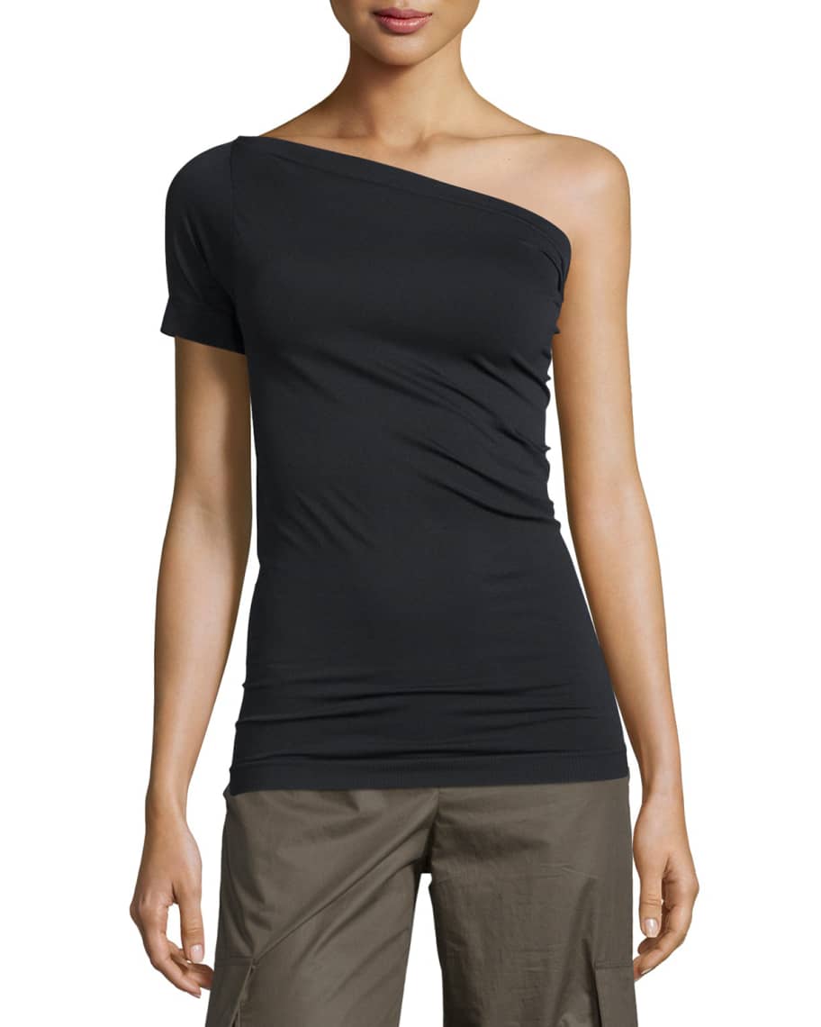 Helmut Lang One Shoulder Stretch Knit Tee Neiman Marcus