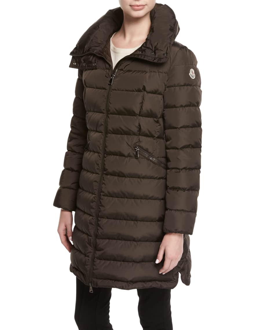 Moncler Flammette Puffer Coat w/ Packable Hood | Neiman Marcus