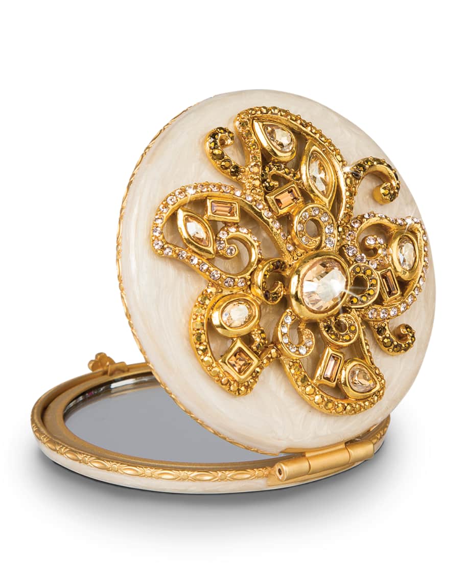 Jay Strongwater Flower Jeweled Compact Neiman Marcus