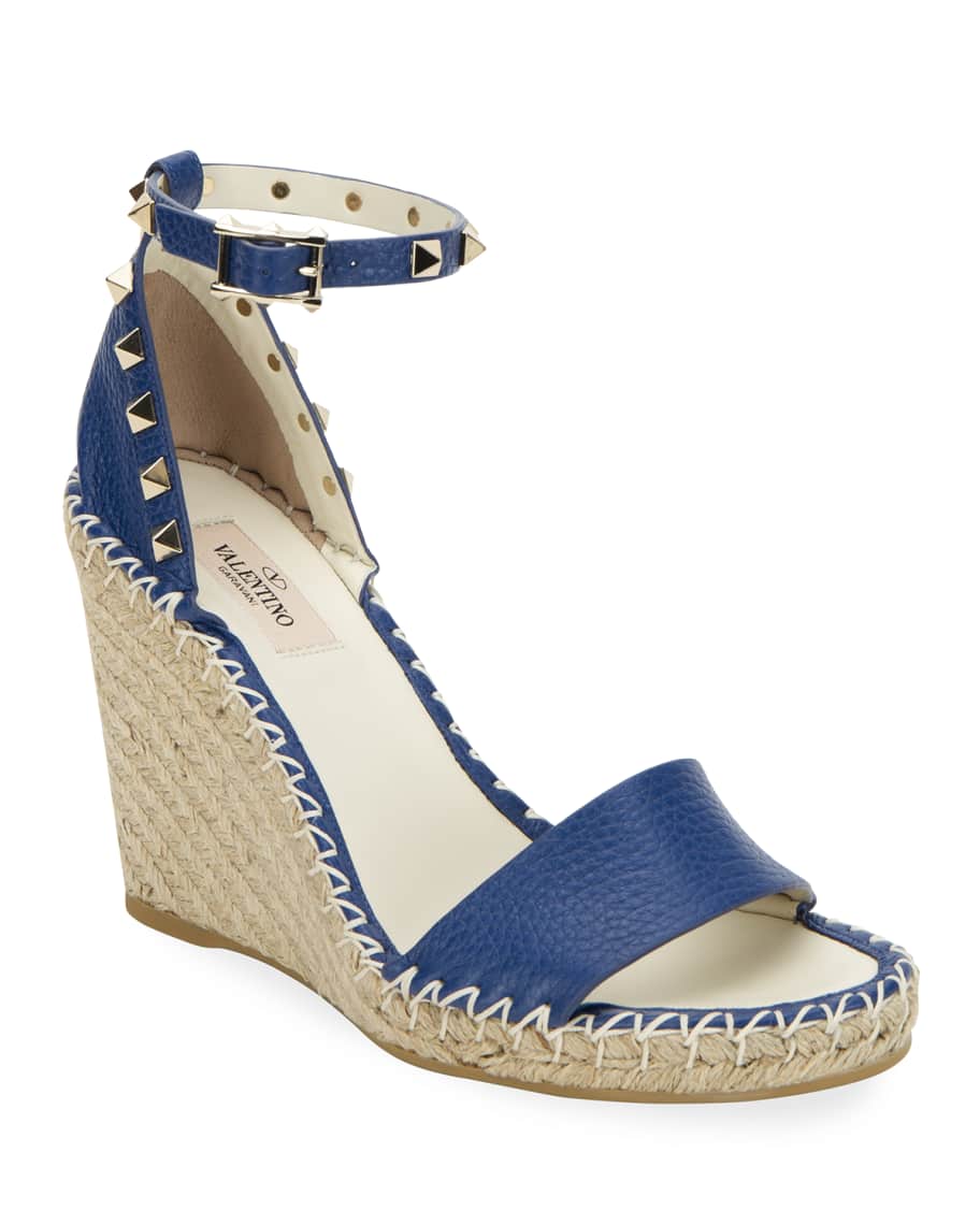 Valentino Garavani Rockstud Double Espadrille Wedge Sandals Neiman Marcus