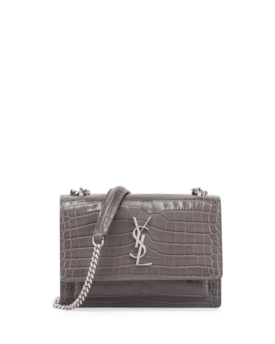 Saint Laurent Monogram E/w Wallet In Crocodile Embossed Leather