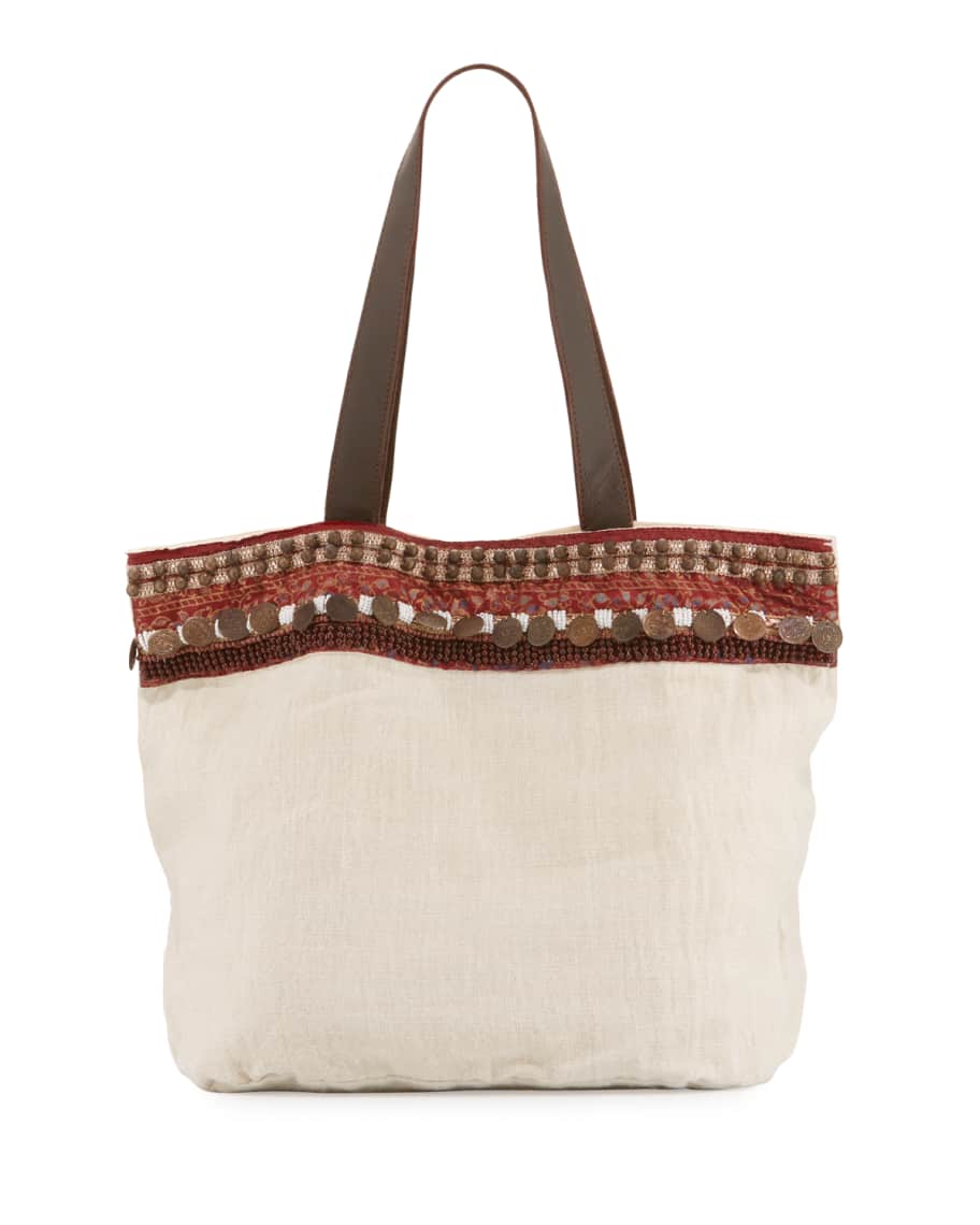Ale by Alessandra Cleopatra Beaded & Embellished Linen Tote Bag ...