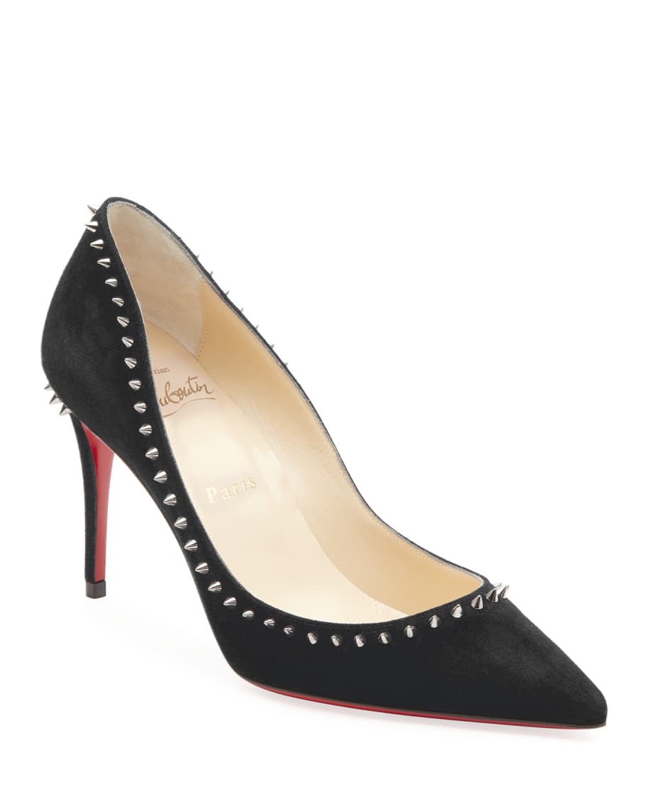 Christian Louboutin Anjalina Suede Spiked Red Sole Pumps | Neiman Marcus