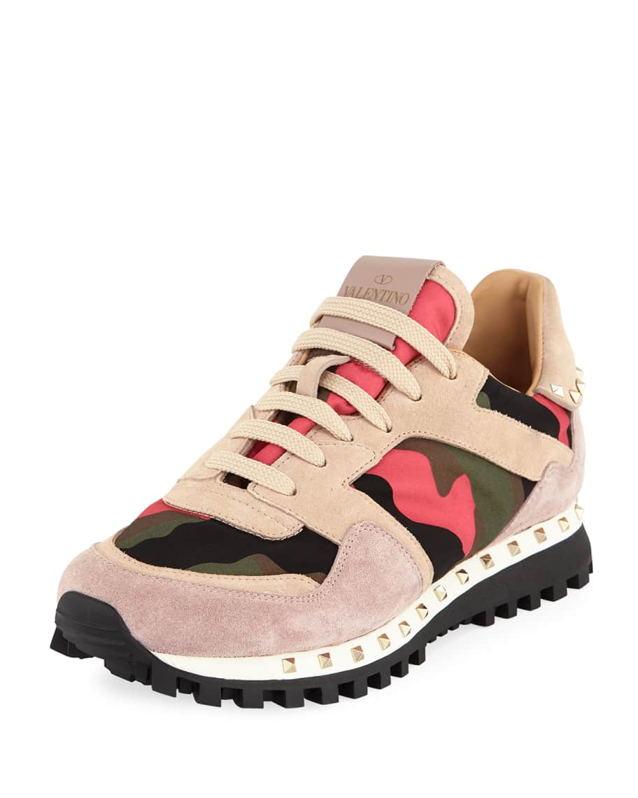 support bleg Skat Valentino Garavani Rockstud Camo Trainer Sneakers | Neiman Marcus